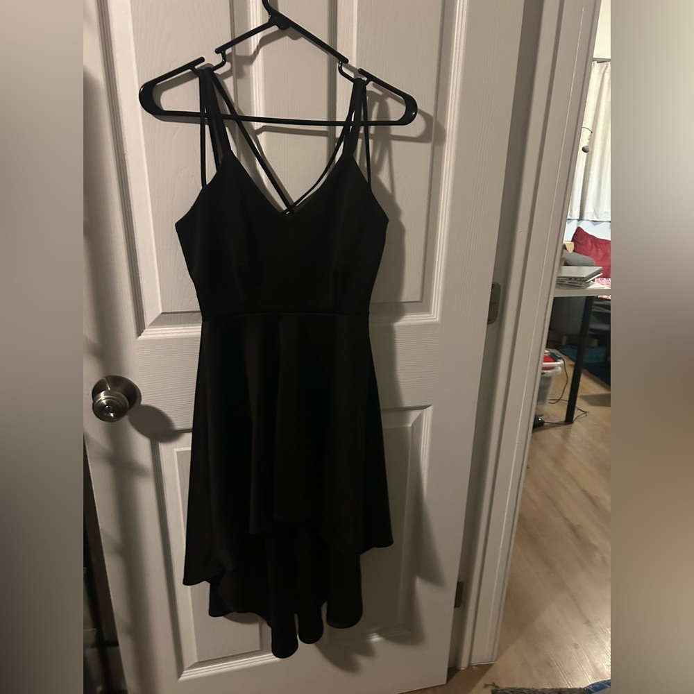 High Low Black Multi Strap Dress